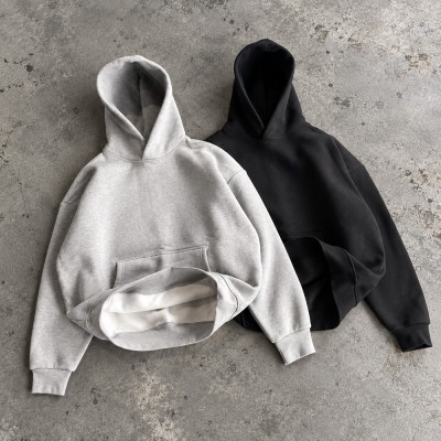 Custom Oversized Hoodies in Heavyweight Grey and Black Fleece