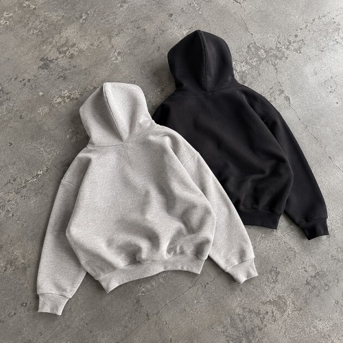 Custom Oversized Hoodies in Heavyweight Grey and Black Fleece