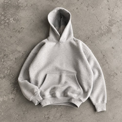 Custom Oversized Hoodies in Heavyweight Grey and Black Fleece