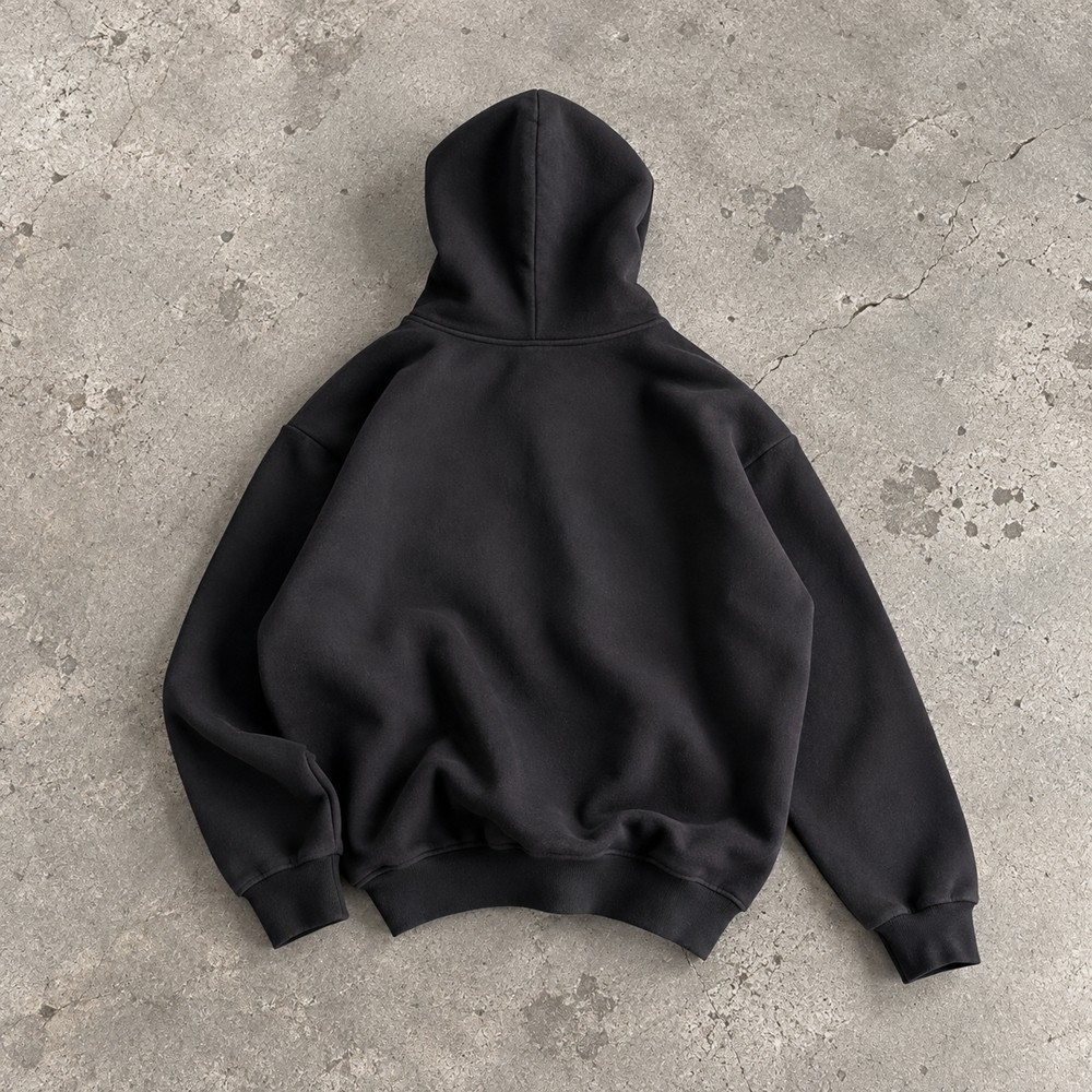 Custom Oversized Hoodies in Heavyweight Grey and Black Fleece