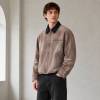 Custom Bomber Jacket in Washed Brown Canvas with Contrast Collar