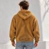 Custom Zip Up Hoodie in Mustard Waffle Knit with Washed Finish