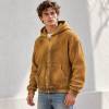 Custom Zip Up Hoodie in Mustard Waffle Knit with Washed Finish