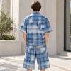 Custom Shorts Set in Washed Blue Plaid with Matching Shirt