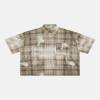 Custom Shorts Set in Washed Khaki Plaid with Matching Shirt