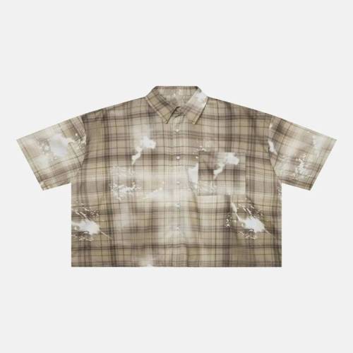 Custom Shorts Set in Washed Khaki Plaid with Matching Shirt