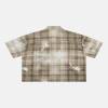 Custom Shorts Set in Washed Khaki Plaid with Matching Shirt
