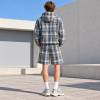 Custom Anorak Jacket in Blue Plaid with Matching Shorts Set