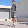 Custom Anorak Jacket in Blue Plaid with Matching Shorts Set