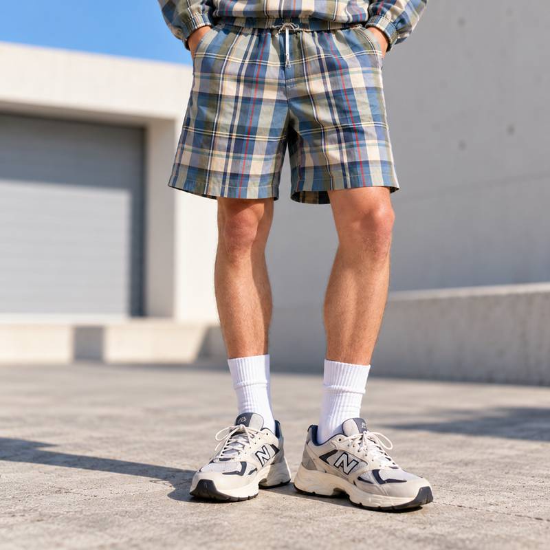 Custom Anorak Jacket in Blue Plaid with Matching Shorts Set