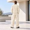 Custom Work Jacket and Wide Leg Pants Set in Cream Canvas
