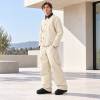 Custom Work Jacket and Wide Leg Pants Set in Cream Canvas