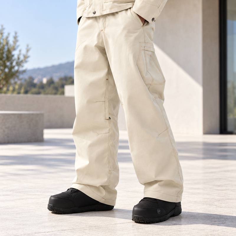 Custom Work Jacket and Wide Leg Pants Set in Cream Canvas