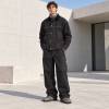Custom Work Jacket and Wide Leg Pants Set in Black Canvas