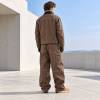 Custom Work Jacket and Wide Leg Pants Set in Brown Canvas