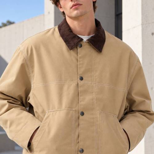 Custom Work Jacket and Wide Leg Pants Set in Khaki Canvas