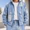 Custom Printed Jacket and Cargo Pants Set in Blue Ripstop