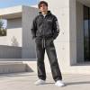Custom Tracksuits in Washed Black Fleece with Logo Patch