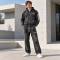 Custom Tracksuits in Washed Black Fleece with Logo Patch
