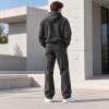 Custom Tracksuits in Washed Black Fleece with Logo Patch