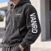Custom Tracksuits in Washed Black Fleece with Logo Patch