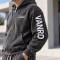 Custom Tracksuits in Washed Black Fleece with Logo Patch