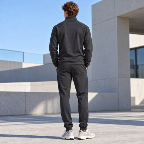 Custom Jogger Set in Black Half Zip Fleece with Raglan Sleeves