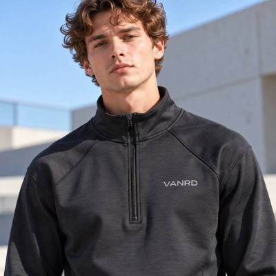 Custom Jogger Set in Black Half Zip Fleece with Raglan Sleeves