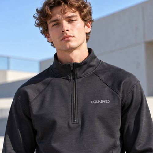 Custom Jogger Set in Black Half Zip Fleece with Raglan Sleeves