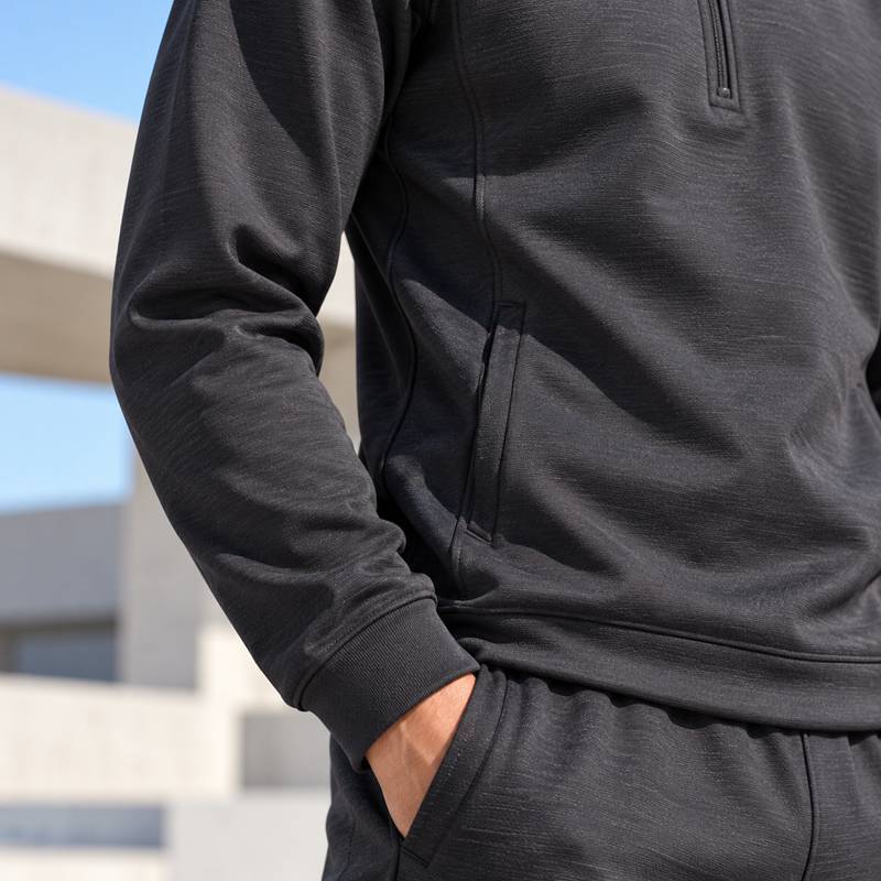 Custom Jogger Set in Black Half Zip Fleece with Raglan Sleeves