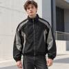 Custom Track Jacket in Black with Grey Curved Contrast Panels