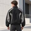 Custom Track Jacket in Black with Grey Curved Contrast Panels