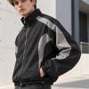 Custom Track Jacket in Black with Grey Curved Contrast Panels