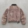 Custom Work Jacket in Washed Brown Canvas with Contrast Collar