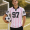 Custom Soccer T-shirts | Pink Stripe Jersey OEM Supplier