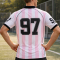 Custom Soccer T-shirts | Pink Stripe Jersey OEM Supplier