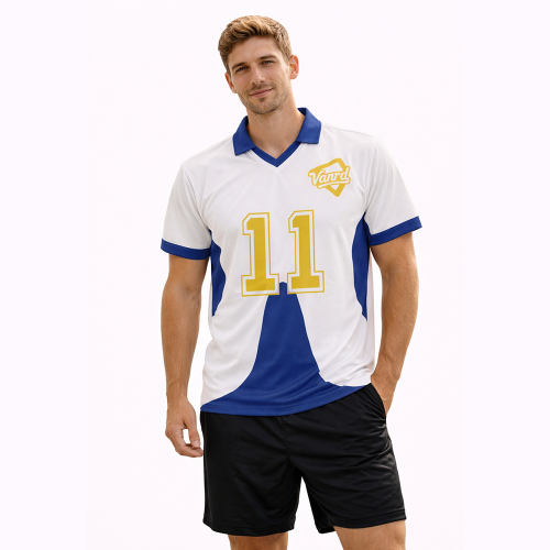 Custom Soccer T-Shirts | White Blue Jersey OEM Manufacturer
