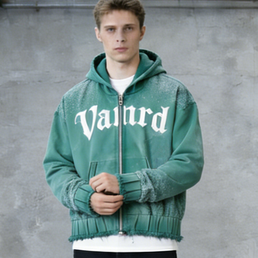 Green retro jacket model display