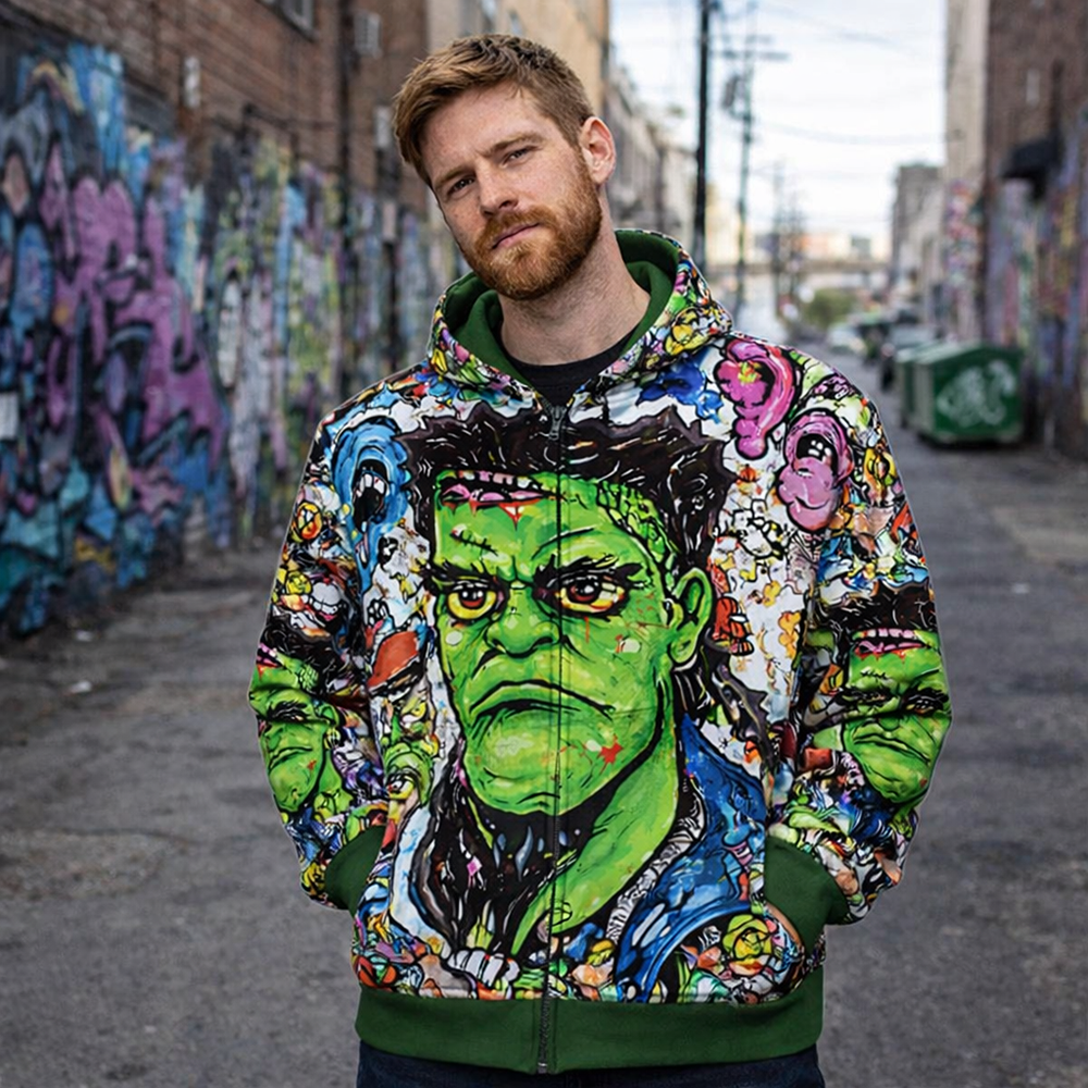 Green retro jacket model display