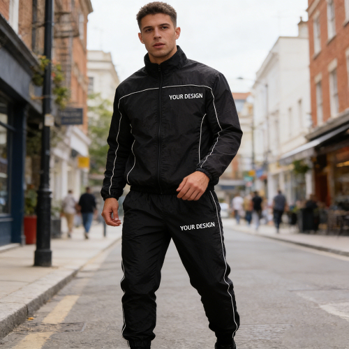Custom Tracksuit Set with Contrast Piping, Private Label