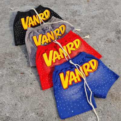 Custom Sweat Shorts with Rhinestone Dots and Logo Graphic