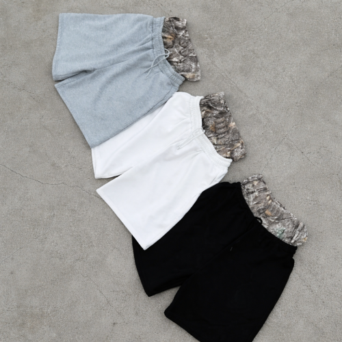 Custom Sweat Shorts with Layered Camo Waistband
