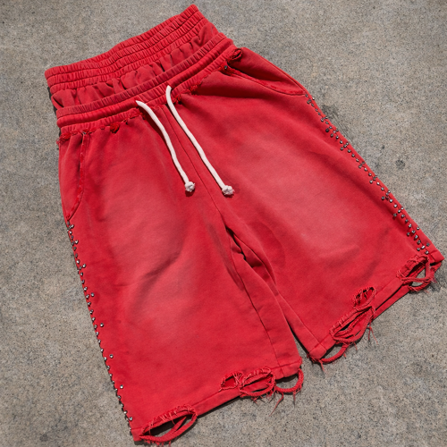 Custom Sweat Shorts with Distressed Hem, Private Label