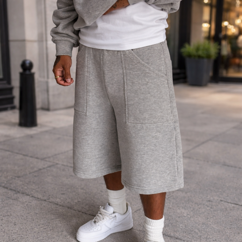 Custom Sweat Shorts with Patch Pockets, Private Label