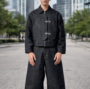 Custom Denim Jacket with Buckle Front, Private Label