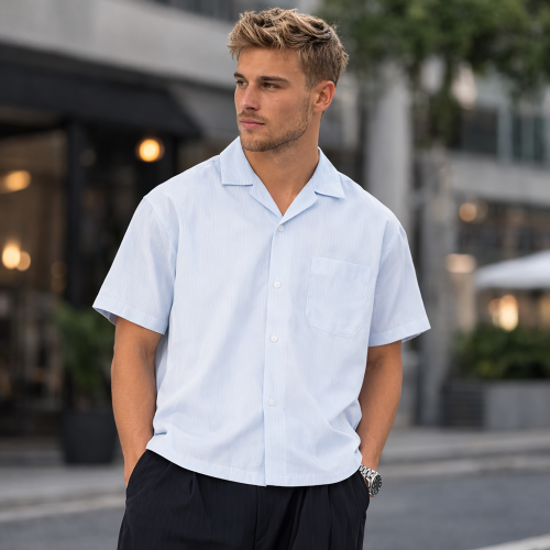 Custom T Shirt Camp Collar Shirt, Private Label