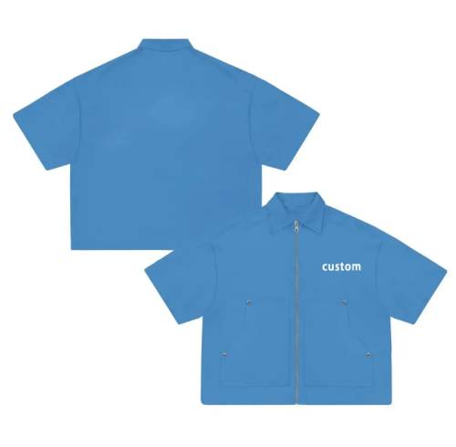 Short Sleeve Zip Shirt with custom zip up jacket look