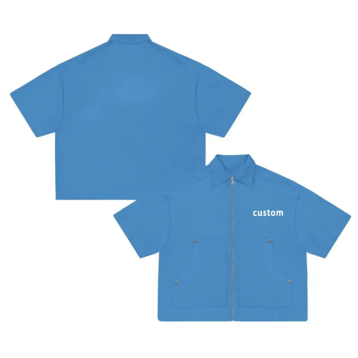 Short Sleeve Zip Shirt with custom zip up jacket look
