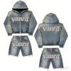 Custom Tracksuit Set with Washed Zip Hoodie and Shorts