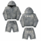Custom Tracksuit Set with Washed Zip Hoodie and Shorts